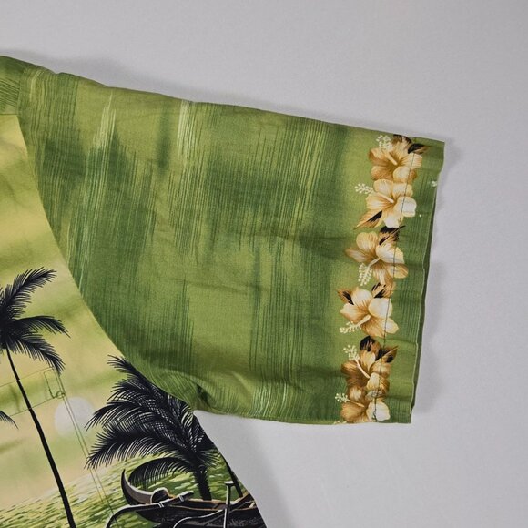 Vintage Winnie Fashion Aloha‎ Shirt Palm Print Short Sleeve Hawaiian Top Large - Picture 10 of 13